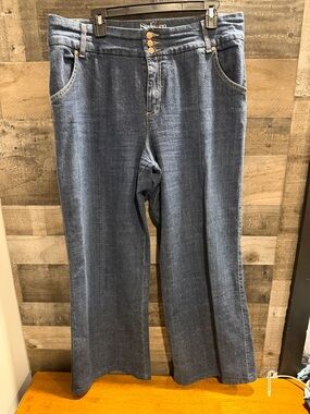 Style & Co. Medium Blue Wide-Leg Jeans with Triple Button Waist